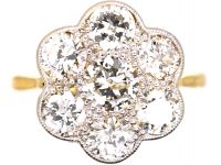 Edwardian 18ct Gold & Platinum, Diamond Daisy Cluster Ring