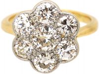 Edwardian 18ct Gold & Platinum, Diamond Daisy Cluster Ring