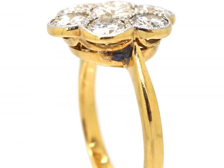 Edwardian 18ct Gold & Platinum, Diamond Daisy Cluster Ring