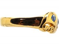Edwardian 18ct Gold Sapphire & Diamond Ornate Crossover Ring