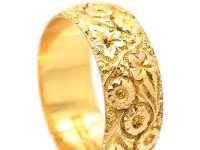 Edwardian 18ct Gold Wedding Ring with Orange Blossom & Ivy Leaf Detail