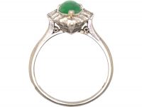 Art Deco Platinum Jade & Diamond Marquise Ring