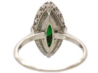 Art Deco Platinum Jade & Diamond Marquise Ring