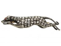 Edwardian Gold & Silver Greyhound Brooch set with Diamonds