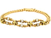 Edwardian 15ct Gold Bracelet set with Diamonds & Natural Split Pearls