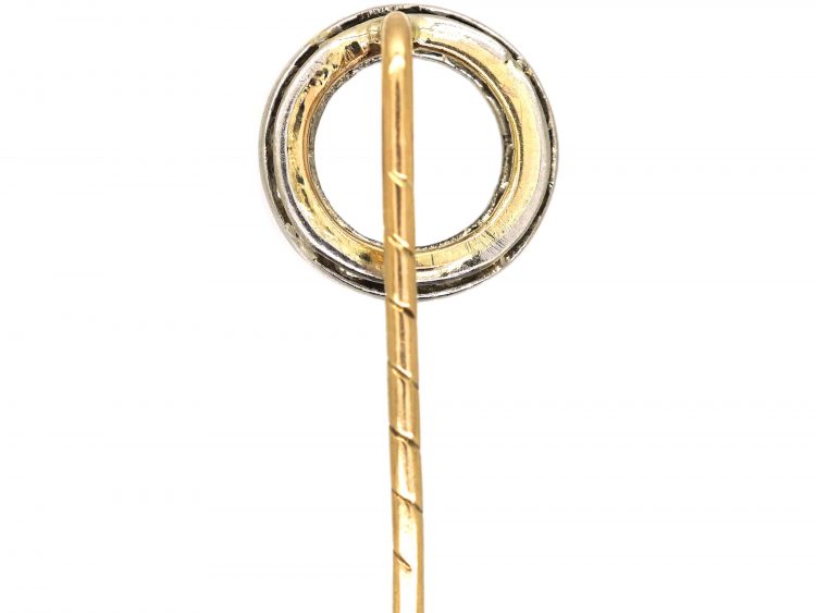 Art Deco Platinum & 15ct Gold Winning Post Tie Pin set with Diamonds