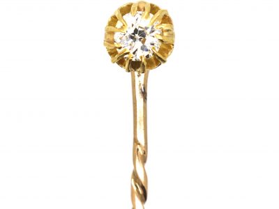 Edwardian 18ct Gold Tie Pin set with a Diamond