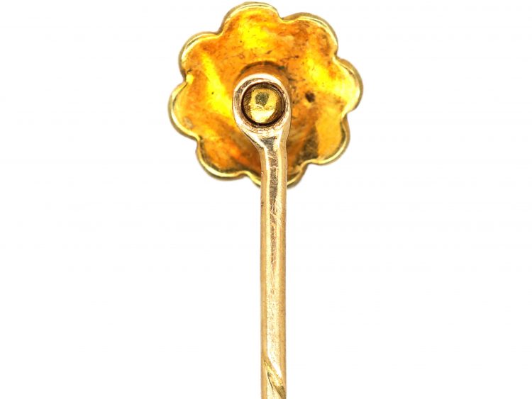 Edwardian 15ct Gold & Natural Split Pearl Flower Tie Pin