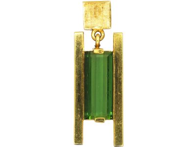 1980's 18ct Gold Pendant set with a Green Tourmaline