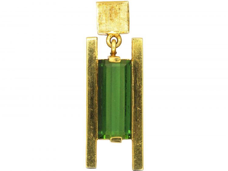 1980's 18ct Gold Pendant set with a Green Tourmaline