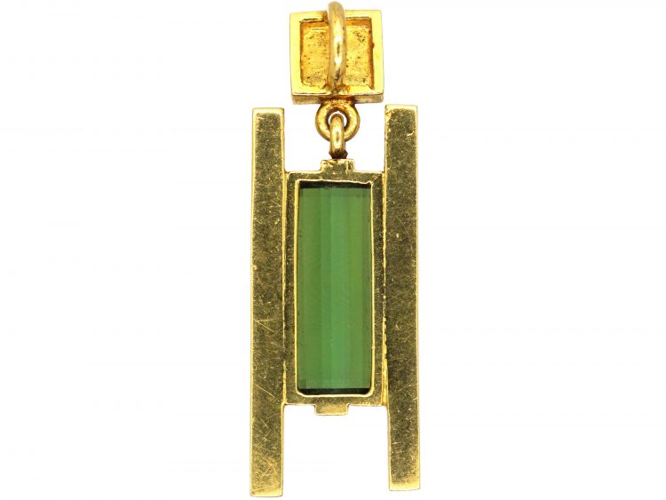 1980's 18ct Gold Pendant set with a Green Tourmaline