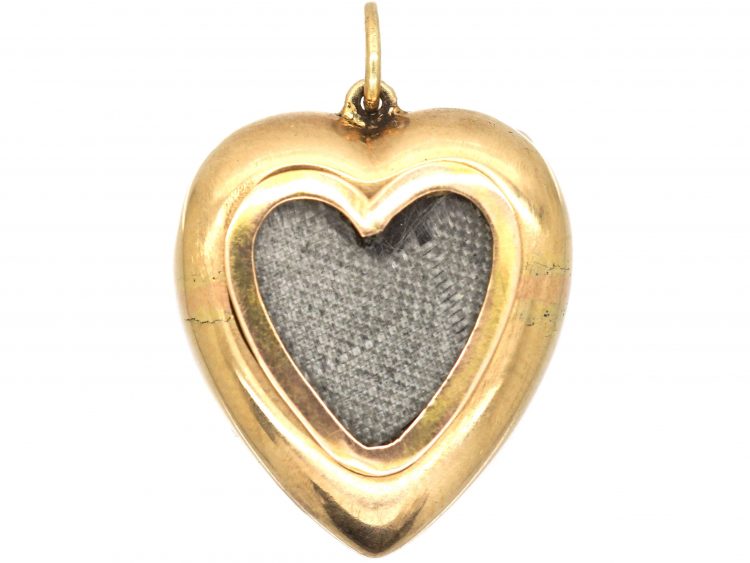 Edwardian 15ct Gold, Natural Split Pearl & Diamond Heart Shaped Pendant