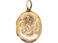 Edwardian 9ct Back & Front Oval Engraved Locket