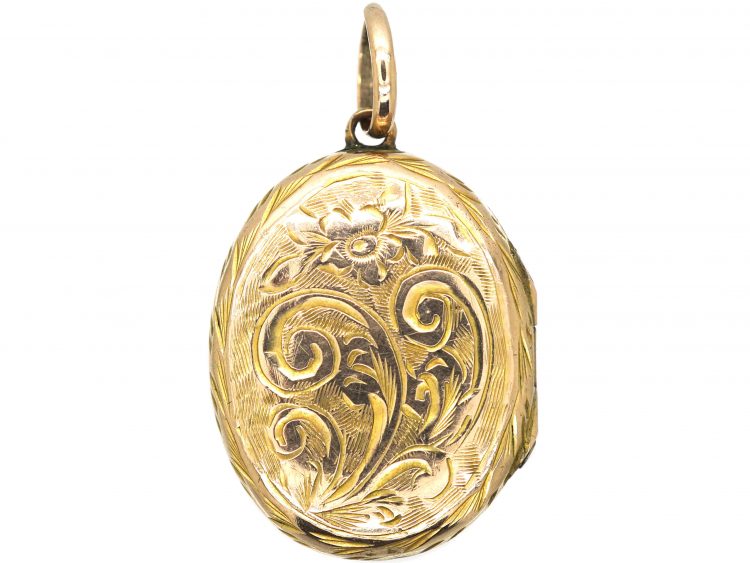 Edwardian 9ct Back & Front Oval Engraved Locket