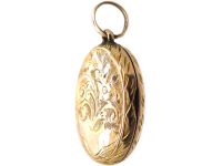 Edwardian 9ct Back & Front Oval Engraved Locket