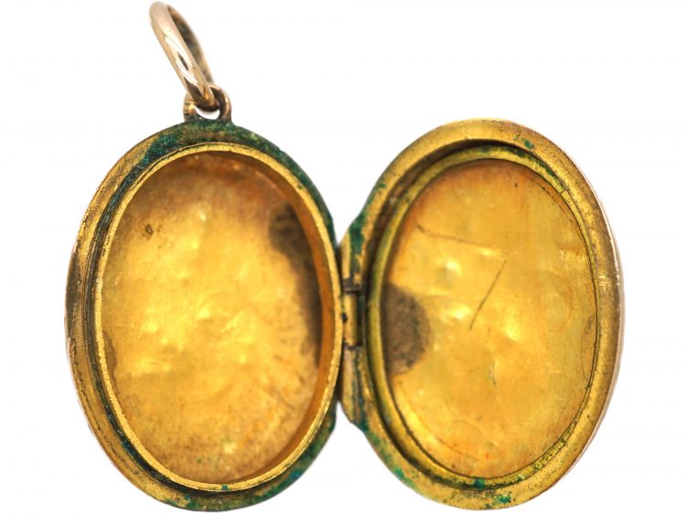 Edwardian 9ct Back & Front Oval Engraved Locket