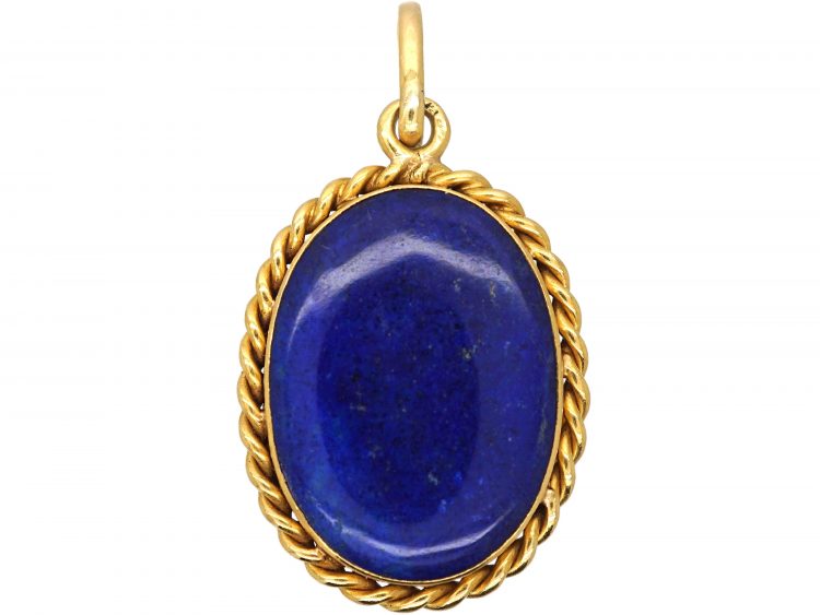 Early 20th Century French 18ct Gold Locket set with Lapis Lazuli
