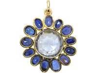 Edwardian 18ct Gold Sapphire Daisy Pendant