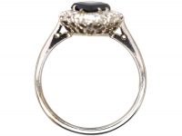 Art Deco Platinum Kite Shaped Ring set with a Sapphire & Diamonds