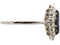 Art Deco Platinum Kite Shaped Ring set with a Sapphire & Diamonds