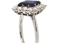 Art Deco Platinum Kite Shaped Ring set with a Sapphire & Diamonds