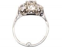 18ct White Gold Old Mine Cut Diamond Pansy Cluster Ring