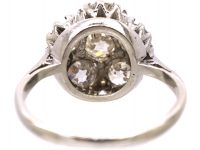 18ct White Gold Old Mine Cut Diamond Pansy Cluster Ring