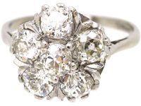 18ct White Gold Old Mine Cut Diamond Pansy Cluster Ring