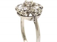 18ct White Gold Old Mine Cut Diamond Pansy Cluster Ring