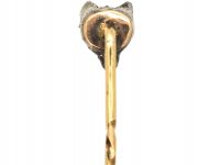 Edwardian Fox Head Tie Pin set with Rose Diamonds with Ruby Eyes