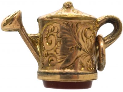 Victorian 9ct Gold Cased Watering Can with Carnelian Seal on the Base