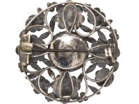 Early 20th Century Silver & Pink Tourmaline Round Arts and Crafts Brooch by Arthur Gaskin