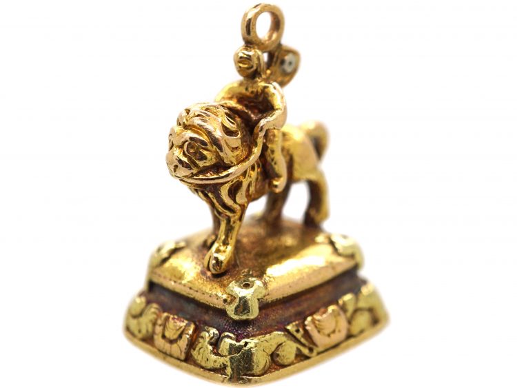 Regency Two Colour Gold Seal of a Cherub Riding a Lion