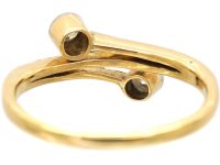 Edwardian 18ct Gold & Platinum Two Diamond Crossover Ring