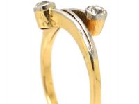 Edwardian 18ct Gold & Platinum Two Diamond Crossover Ring