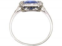 Early 20th Century Platinum Ring set with a Large Ceylon Sapphire & Diamonds