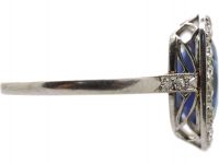 Early 20th Century Platinum Ring set with a Large Ceylon Sapphire & Diamonds
