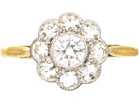 Edwardian 18ct Gold & Platinum, Diamond Daisy Cluster Ring