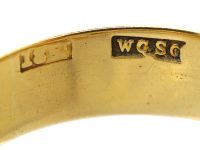 Victorian 18ct Gold Double Snake Ring set with a Pear Shaped Ruby & Rose Diamond