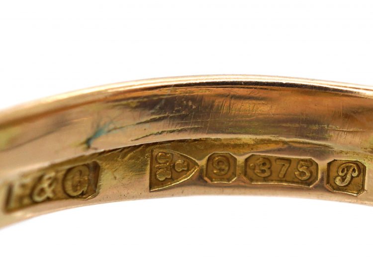 Edwardian 9ct Gold Snake Ring set with Turquoise & a Pearl