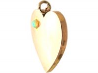 Victorian 9ct Gold Heart Shaped Pendant set with an Opal