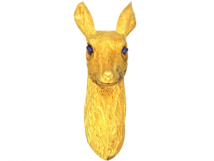 1960's 18ct Gold Brooch of Deer's Head by George Lenfant for Hermes