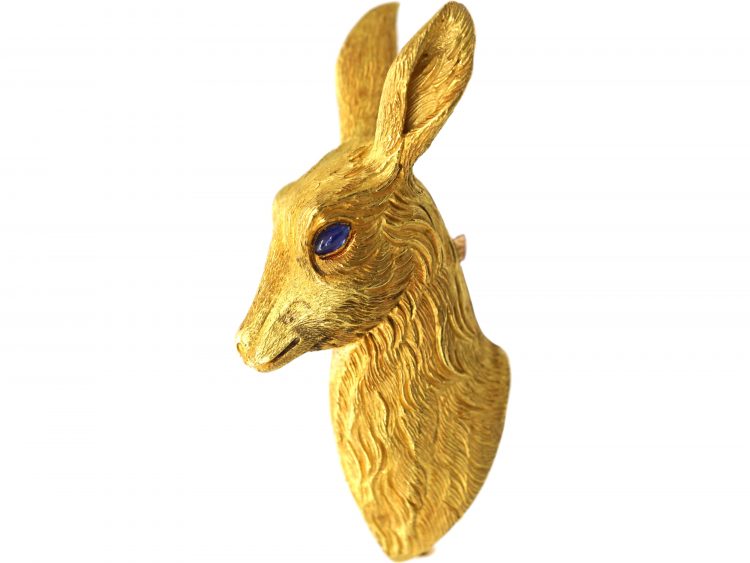 1960's 18ct Gold Brooch of Deer's Head by George Lenfant for Hermes