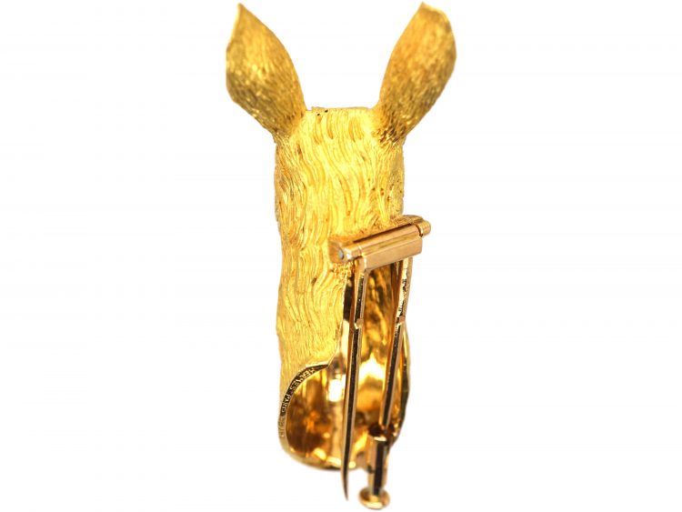 1960's 18ct Gold Brooch of Deer's Head by George Lenfant for Hermes