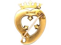 Victorian 9ct Gold Scottish Weeping heart & Crown Brooch set with Agates