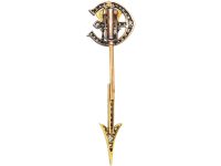 Edward V11 Royal 15ct Gold & Silver, Diamond & Enamel Jabot Brooch