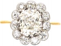 Edwardian 18ct Gold & Platinum Cluster Ring set with 1 Carat Diamond