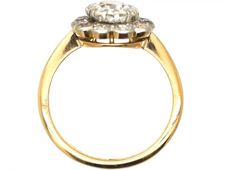 Edwardian 18ct Gold & Platinum Cluster Ring set with 1 Carat Diamond