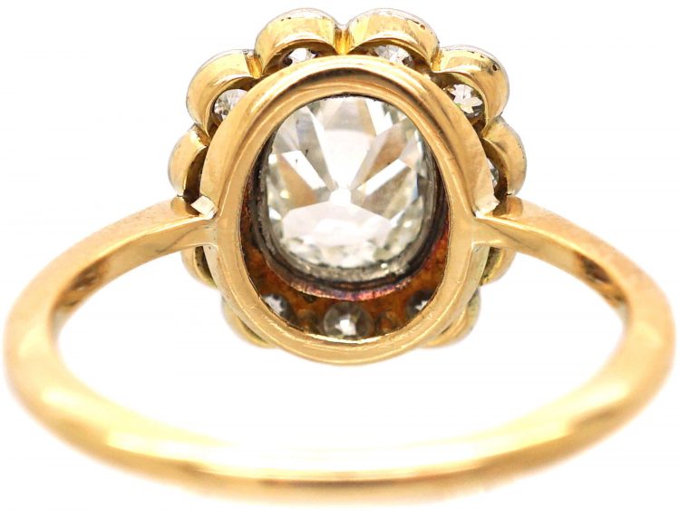 Edwardian 18ct Gold & Platinum Cluster Ring set with 1 Carat Diamond