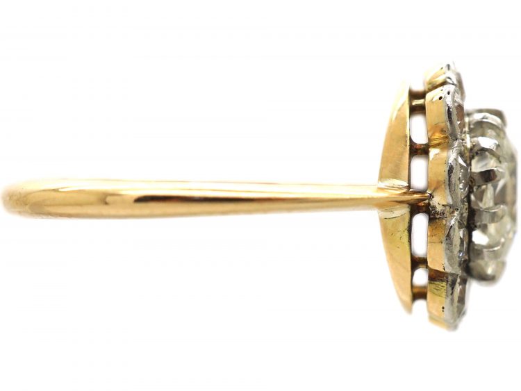 Edwardian 18ct Gold & Platinum Cluster Ring set with 1 Carat Diamond